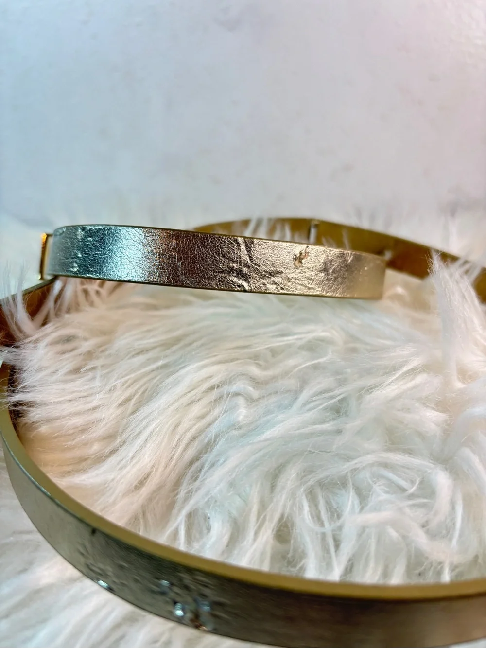 Michael Kors Metallic Gold Slim Leather Belt with Gold Buckle